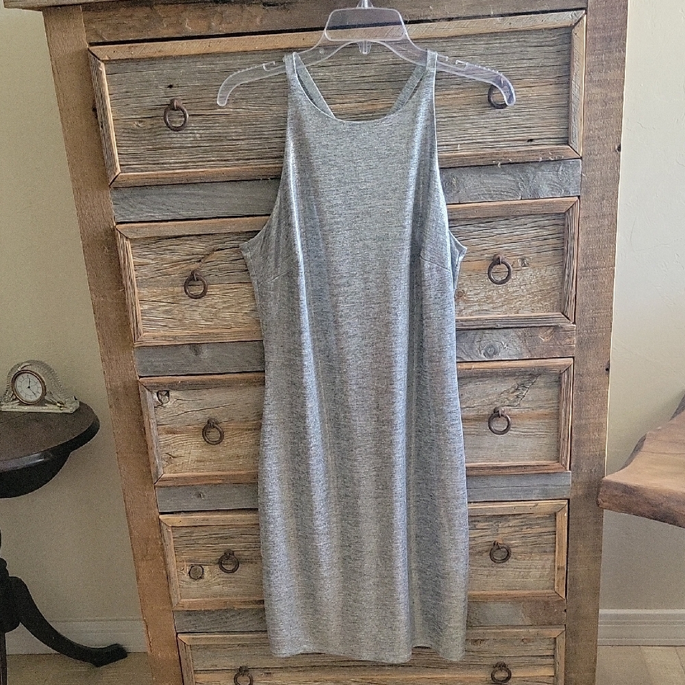 White House Black Market Silver/Metallic Halter Sheath Midi Dress